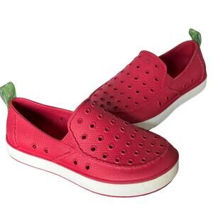 Sanuk Water Shoes Girls Lil Walker 2.5 Red Loafer Flat Slip On Washable Beach
